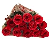 バラ の 花束 プチギフト 粗品 お礼 お返し ソープフラワー 薔薇 2ダース 24本 セット (赤)