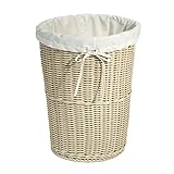 Seville Classics Large円形ウィッカー織りLaundry Hamper / Wキャンバスライナー、ライトブラウン WEB398