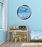 36 "舷窓出荷ウィンドウOcean Sea View shark # 1 Pewterラウンドデカール壁ステッカー子供ベビールームホームアート飾りグラフィックLarge