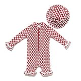Bonverano ベビー水着　女の子　ワンピース　長袖ラッシュガード　キャップ付き　２点セット　UPF50+　紫外線対策　UVカット (水玉プリント, 6-9M)