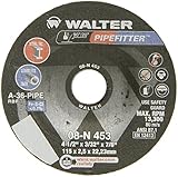 Walter Pipefitter Grinding Wheel, Type 27, Round Hole, Aluminum Oxide, 4-1/2" Diameter, 3/32" Thick,