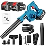 2026新登場 ブロワー 洗車 ブロアー 充電式 強力 コードレス 送風と集じん1台2役 マキタ18Vバッテリー対応可能 4000mAh大容量バッテリー2個付属 手持ち式 軽量 エアブロワー 小型 庭掃除 枯葉掃除機 除雪作業 充電器付き 日本語取扱説明書付き (ブルー)