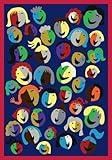 Joy Carpets Kid Essentials Early Childhood Joyful Faces Rug Blue 5'4 x 7'8 [並行輸入品]