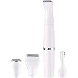 Vellope レディースシェーバー 女性用シェーバー VIO用シェーバー 電動 シェーバー 眉毛シェーバー USB充電式 1台4役 多機能 ムダ毛処理 顔 脇 腕 ビキニライン 背中 足 全身適用 水洗い可能 (ホワイト)