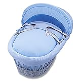 Izziwotnot Gift on Soft Grey Wicker Moses Basket (Blue) by Izziwotnot