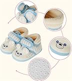 WIN　ベビーブーティ ふわふわ 肌触り 子供 赤ちゃん 室内履き ベビールームシューズ 靴 新生児 出産祝い 歩行サポート (12.5cm, ブルー)