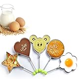 Homankit 目玉焼きリング お菓子作り 卵モールド エッグマフィン ステンレス製 柄手付き(丸,星, 花, ハート, ミキマウス型)五つセット