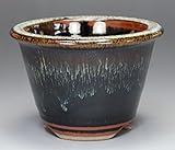 いよじ園 【盆栽鉢】 小石原焼/外縁丸深鉢 【海鼠釉】【左右10.5cm】【ミニ鉢～小鉢】