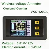VAC1200Aカラー液晶デジタル電流電圧計マルチメータクーロンカウンタDC120V200A電流計電圧計