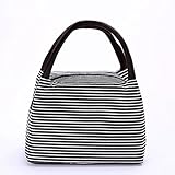 Zafina マザーズバッグ 軽量 大容量 ストライプ　縞柄　サイドポケット (グレー)