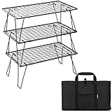 PYKES PEAK（ パイクスピーク ） 合金鋼 キャンプラック 折りたたみ 2段 3段 4段 コンパクト 焚火テーブル 積み重ね フィールド ラック 収納 奥行35cm アウトドア キャンプ TOUGH STANDARD 3枚セット+バッグ