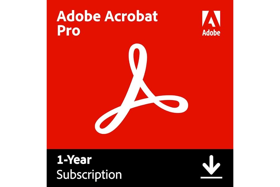 Adobe Acrobat Pro - Advanced PDF Editing & E-Signature Software - 1 User - 1 Year Subscription [Digital Download]