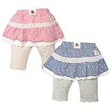 (ピンク/95cm) ベビー服 女の子 スカッツ スカート スパッツ ボトム UZULAND オパールプリント レース ウエストゴム 女児 ベビー