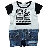《夏対応》SHORH KID'S(ショーキッズ) 天竺オルテガ柄ナンバーデニム風Ptカバーオール 70cm /オフ NO.SD-70772