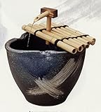 炭天 信楽焼 刷毛目水流つくばい
