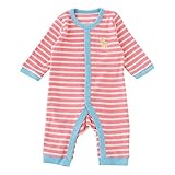 (チャックル) chuckle タオル地カラフルボーダー長袖前開きカバーオール ピンク 70cm P2580-70-20