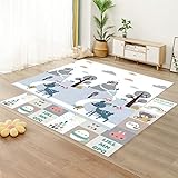 プレイマット 200*150*1.5cm キッズ用プレイマット 清掃簡単 学べる 遊び 可愛い 折り畳み式 両面使用可 安全 無毒 無味 出産祝い プレイマット ベビー 薄手 衝撃緩和 転倒防止 防水 防音 ルームマット フロアマット お昼寝マット プレゼント E