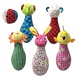 2017新しい6個/セット18 cm Baby Toy Plush Dollぬいぐるみボーリング動物Rattlesゲームベビー子供漫画の動物教育ギフト
