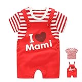 エルフ ベビー(Fairy Baby)ベビー服セット スーツ 半袖Tジャツ サスペンダー付きパンツ 可愛い(レッドママ、サイズ66)