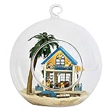 Zhhlinyuan DIY Handmade Assembling Cabin モデル Wooden Hanging Glass House Model Dollhouse Toy with Lam