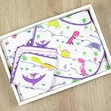 今治タオル きょうりゅう ベビーギフト isso ecco 化粧箱 手提げ袋 ラッピング込 (フェイスタオルセット, パープル)