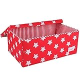 Minene Large Storage Box with Lid Red Star - star storage box, large fabric storage box - great for 