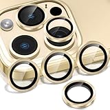 【4枚セット】カメラレンズカバー iPhone13 Pro/iPhone13 Pro Maxに適用 カメラ保護 アルミ合金製+強化ガラス アイフォン13Pro/13ProMaxカメラフィルム キズ防止 耐衝撃 露出オーバー防止 99.9%高透過率 あいふぉん13プロ/あいふぉん13プロマックス カメラカバー ゴールド