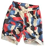 C-Princess 迷彩 ミリタリー 子供用 ショートパンツ ビーチパンツ ハーフパンツ 短パン 海パン ウエストゴム ベビー キッズ 男の子 おしゃれ レッド 130cm