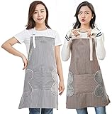 AARAINBOW 防水 調節可能 キッチン レディース メンズ エプロン ポケット付き タオル ビブ料理, 1グレー+1ブルー スクエア, 26.8Wx28.3L