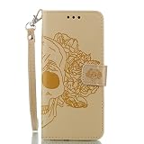 jewby Galaxy s8ケース,クールスカル財布型ケースfor Samsung Galaxy s8無料のスクリーンプロテクター US サイズ: L カラー: ゴールド