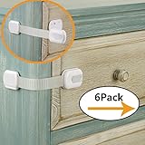 ベビー安全locks-no drilling-adjustableクラシックwhite-silver-no必要なツール、子Proofのキャビネット、引き出し、トイレシート、冷蔵庫、オーブン( 6パック