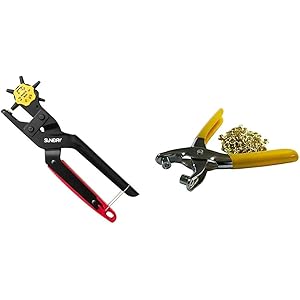 SUNDRY ロータリーレザーパンチ 穴あけ直径2.0-4.5㎜(6段階) RLP-6 & 角利サンドリー ハトメパンチ…