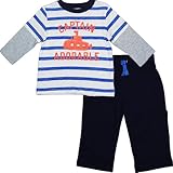 カーターズ（Carter's）青ボーダー長袖上下セット 男の子ブルーボーダーCAPTAIN ADORABLE潜水艦重ね着風長袖シャツ&紺パンツ2点セットアップ 6months(61-67cm) 6ヶ月