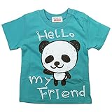《初夏盛夏対応》 GARACH(ギャラッチ) 天竺my Friend PANDA半袖Tシャツ 80cm /Bu NO.AH-1621310