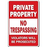 PomcatPRIVATEPROPERTYNO不法侵入警告メタルサイン（8X12）HD51