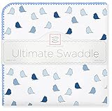 SwaddleDesigns Ultimate Swaddle Blanket Made in USA Premium Cotton Flannel Bright Blue Jewel Tone Li