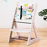 【人気ベビーチェア 笑顔のマジカルチェアー＋専用クッション (お得2点セット)】 木製椅子 安心強度の三角形ベース 高さ調節可能 ふかふかクッションセット (チェア：ホワイトウォッシュ色 クッション：