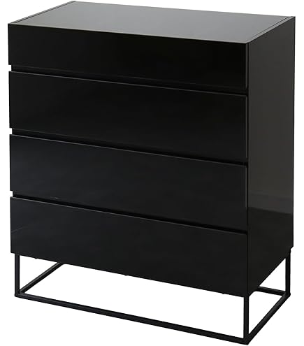 ロココ調　4段チェスト Amazon｜ロココ調 4段チェスト ブラック 約W90×約D50×約H90(cm) 収納