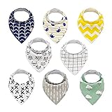 Alva BabyスタイリッシュなユニセックスベビーバンダナDrool Bibs for Boys and Girls 8パックのスーパー吸収性ベビーギフト設定 US サイズ: 3-24 Months