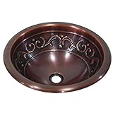 Yosemite Home Decor CSB1257 16-Gauge Vine Design Topmount Round Vessel Sink, 16-1/2-by-16-1/2-by-6-I