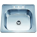 Dawn AST103 Top Mount Single Bowl Sink, Polished Satin [並行輸入品]