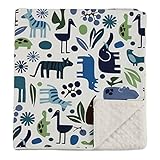 マイBlankeeジャンボ動物園オーガニックコットンホワイトMinkyドットクリームベビー毛布/ワット、30 "X 35"