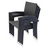 人工ラタンチェア 4脚セット ブラック 籐 肘掛け付き 家具 ファニチャー インテリア おしゃれ スタッキングチェア リビング chair 椅子 南国 アジアン バリ風 リゾート ホテル ベランダ バ