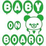 TREZ BABY ON BOARD テディベア クマ ステッカー 【BABY IN CAR】 (ライトグリーン)
