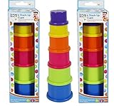 2 x First Steps Bright Coloured Stack Up Tower Cups Learning Activity by First Steps