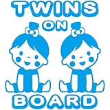TREZ TWINS ON BOARD 双子 ツインズ GIRL&GIRL 女の子 姉妹 ステッカー 【BABY IN CAR】 (ライトブルー)