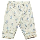 《初夏盛夏対応》(日本製) Pample Mousse(パンプルムース) 針抜き天竺花柄2段フリル五分丈パンツ 90cm/IV NO.DP-72354