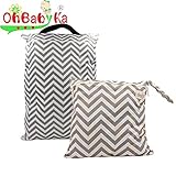 Ohbabykaウェットバック(防水バッグ) 2点セット おむつ ポーチ オムツ おしりふき 着替え タオル 水着 お風呂用品 食事セット入れ マルチ収納 お出かけ 温泉 スポーツ 消臭ポーチ (LJ