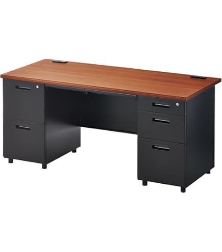 Amazon.co.jp: カリモク 書斎机・書斎デスク/両袖デスク 幅1650mm