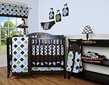 Boutique Blue Brown Diamond 13PCS CRIB BEDDING SET by GEENNY [並行輸入品]